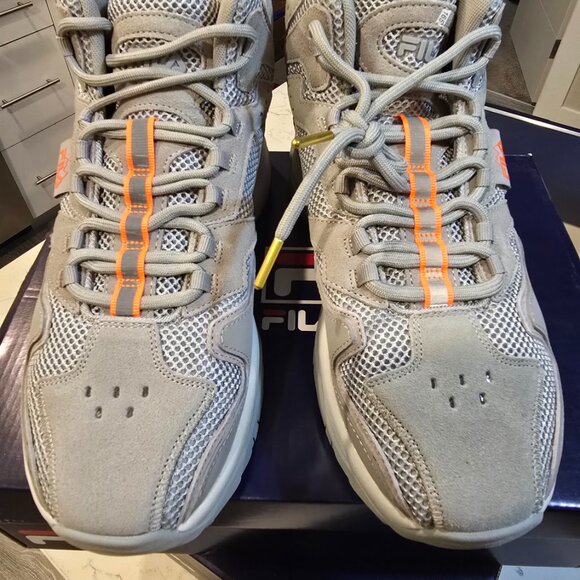 Fila Ranger Boot Mid-Top Suede Shoes Gray / Orange 1BM01277-082 Mens Size 10 NEW - Picture 4 of 9